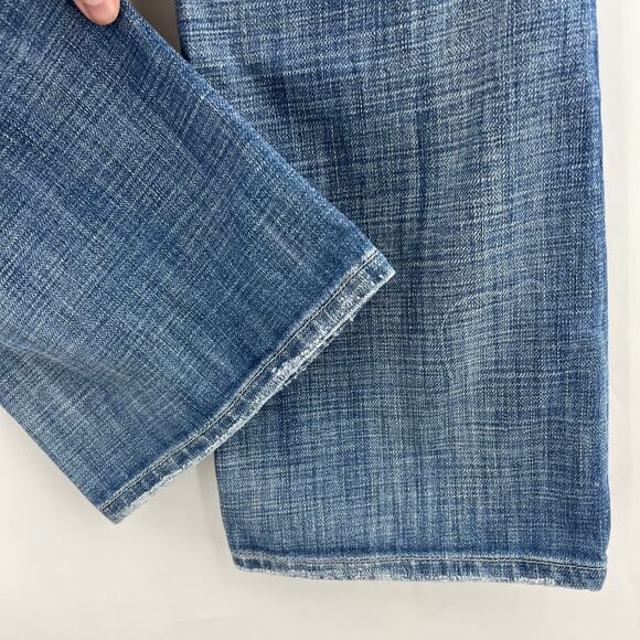 Bebe (28) (31x34) Long Distressed Bootcut Jeans Bleached Light Wash Low Rise - Picture 6 of 9